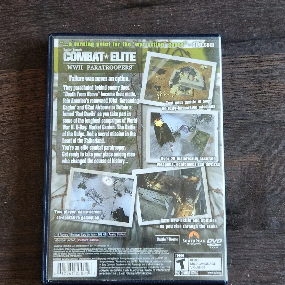 Combat Elite WWII‎ Paratroopers Playstation 2 PS2 Complete CIB Game